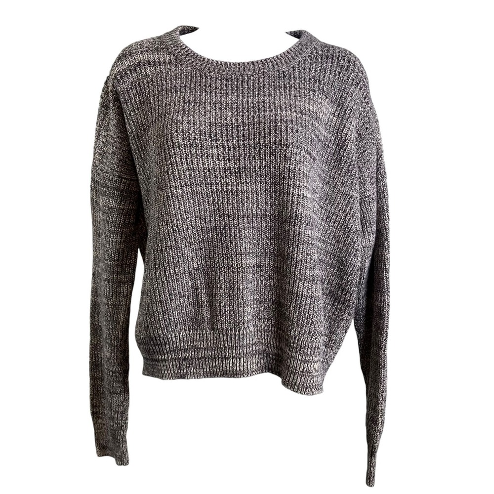FRYE Women's Gray Ragg Slouchy Crew Neck Sweater Size S Neutral Elevated Basics